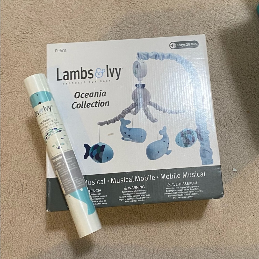 Lambs and Ivy Oceania mobile and wall decals / Nee in box